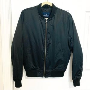 American Eagle Black Classic Puffy Puffer Bomber Coat Jacket Women’s S